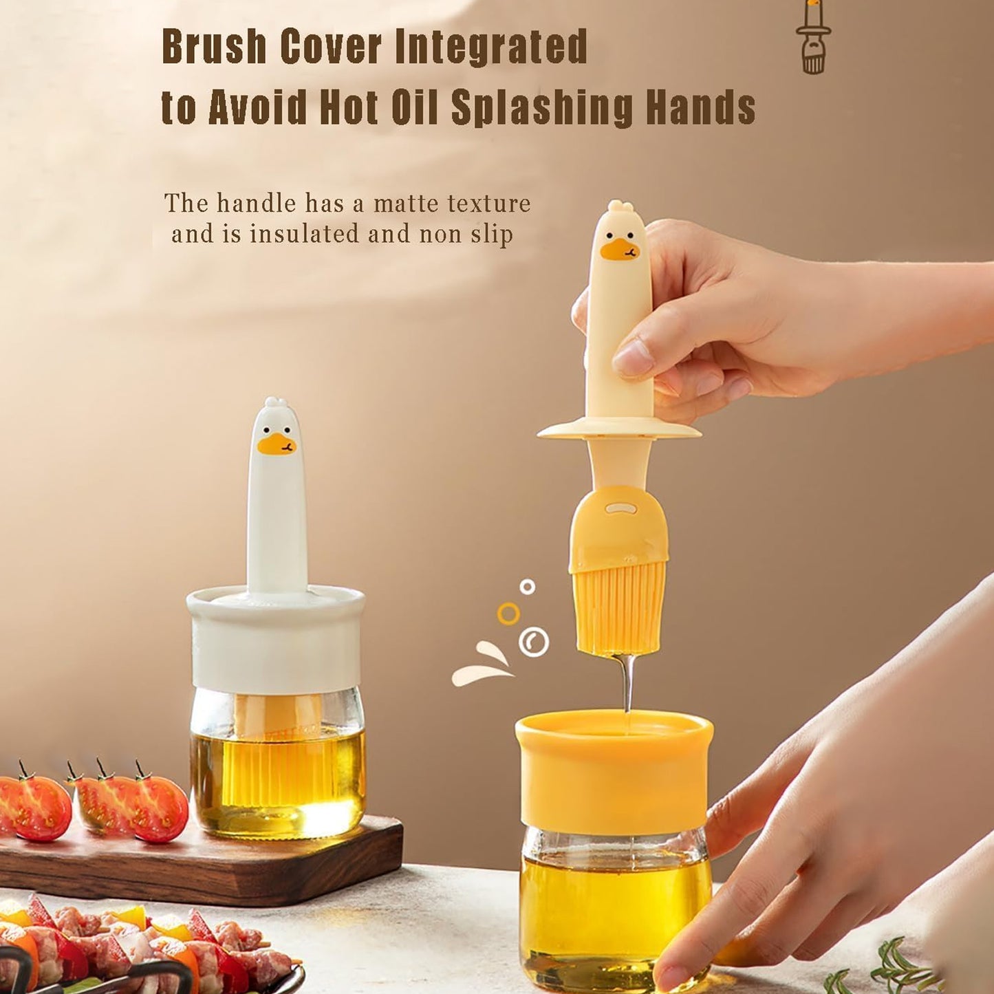 2 In 1 Oil Dispenser Bottle With Silicone Basting Brush (1 Set)