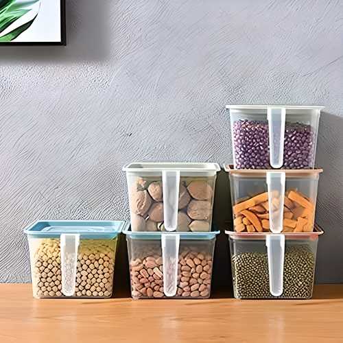 Multipurpose Fridge Storage Containers; Jar Set | Unbreakable Kitchen Storage Fruit Baskets - 1000mL (Pack of 6, Blue)