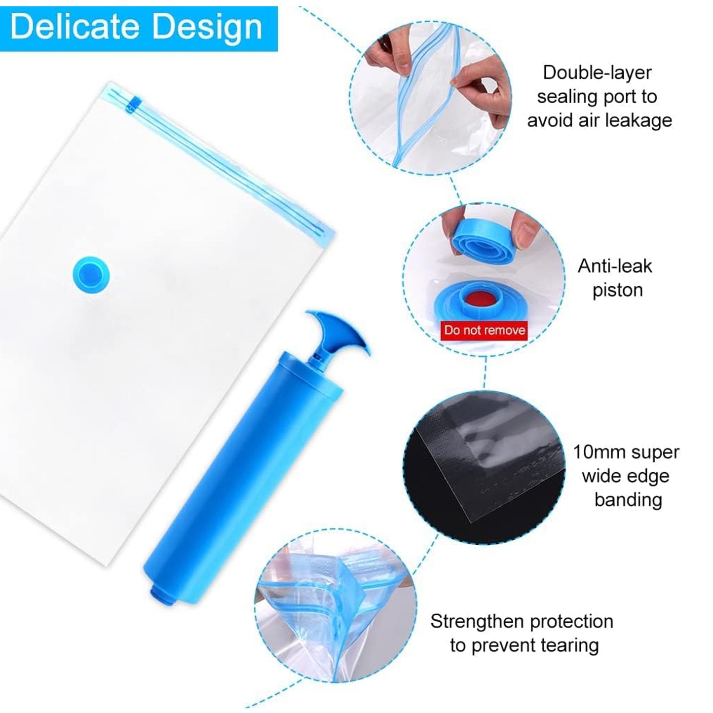 Vacuum Storage Bags with Suction Pump & Shirt Clips 🌬️👔 - Space-Saving Storage Solution (5 Pcs Set) 🌍