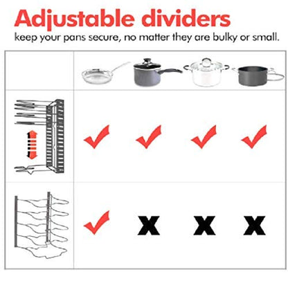 🛠️ Multipurpose Pan & Pot Organizer Rack (1 Pc)