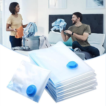 Vacuum Storage Bags with Suction Pump & Shirt Clips 🌬️👔 - Space-Saving Storage Solution (5 Pcs Set) 🌍