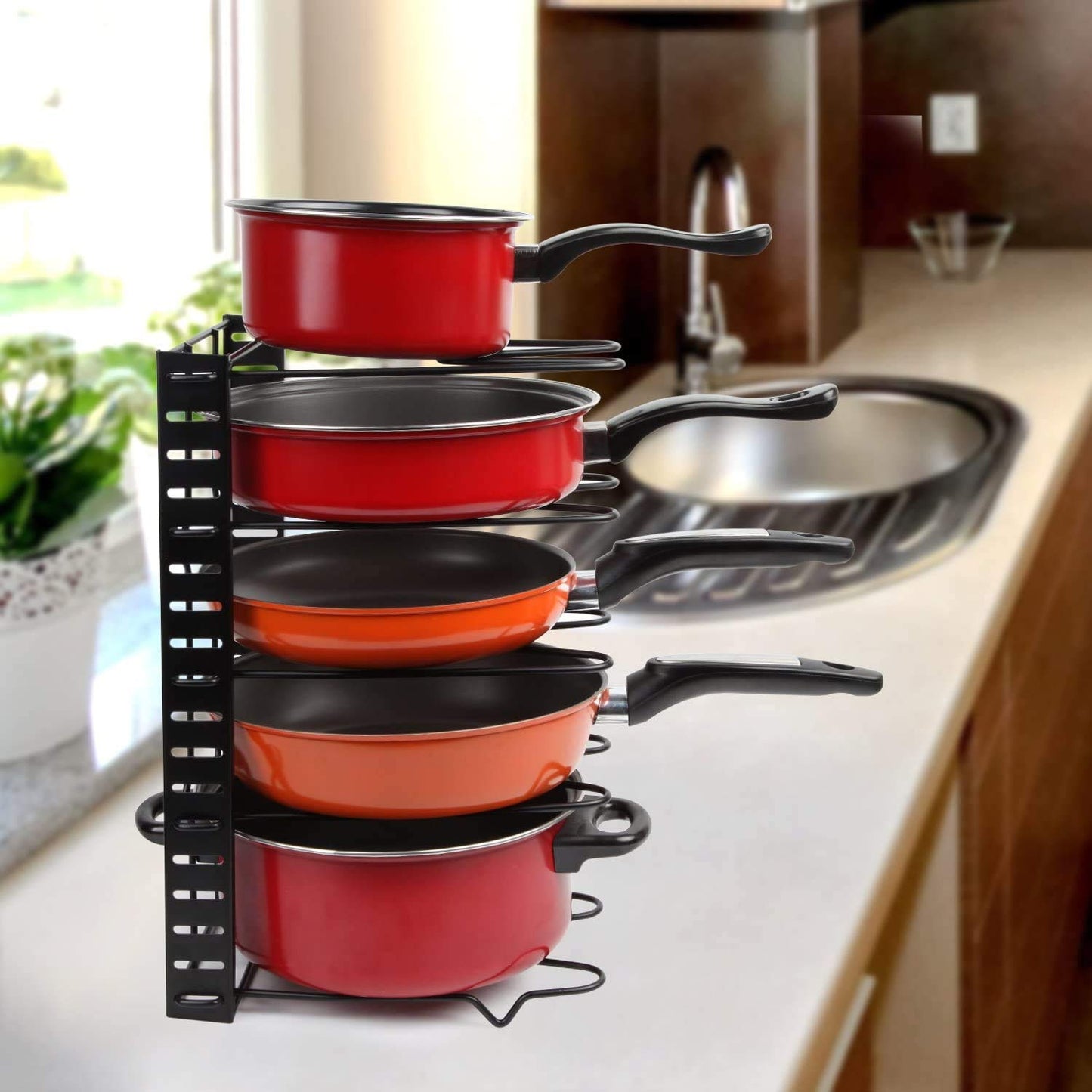 🛠️ Multipurpose Pan & Pot Organizer Rack (1 Pc)